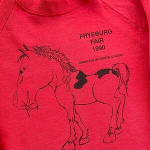 Vintage ‘90 Fryeburg Fair Maine’s Blue Ribbon Classic Horse Caricature Sweater